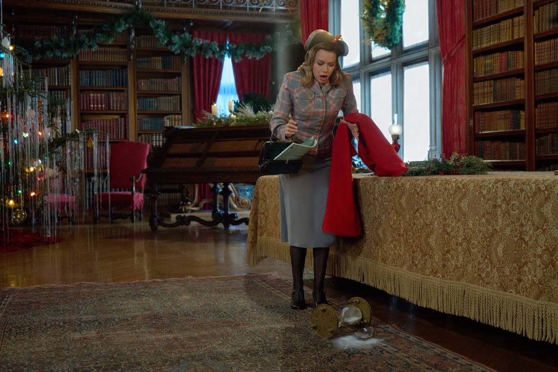 Bethany Joy Lenz in “A Biltmore Christmas” on the Hallmark Channel. The movie was filmed at the Biltmore Estate in Asheville, NC, in January 2023.