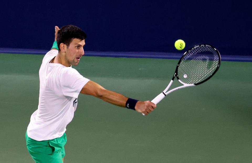 Novak Djokovic, pictured here during a training session ahead of the Dubai Tennis Championship.