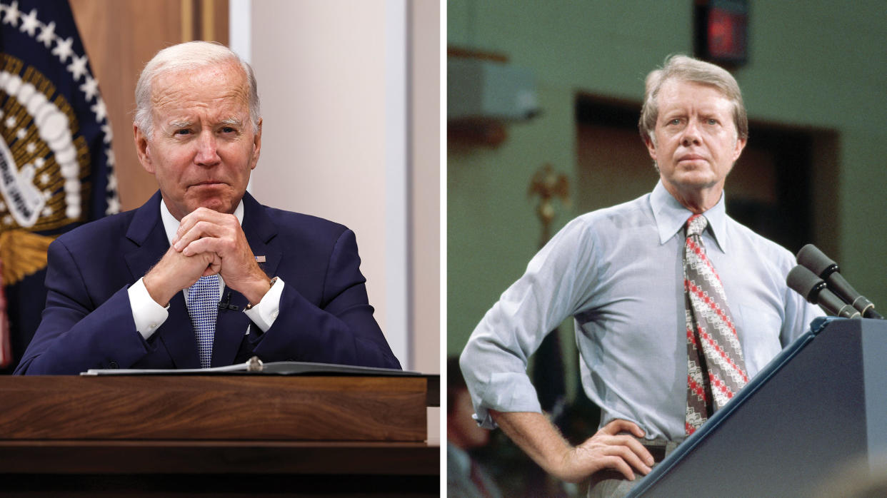 diptych of Presidents Joe Biden and Jimmy Carter