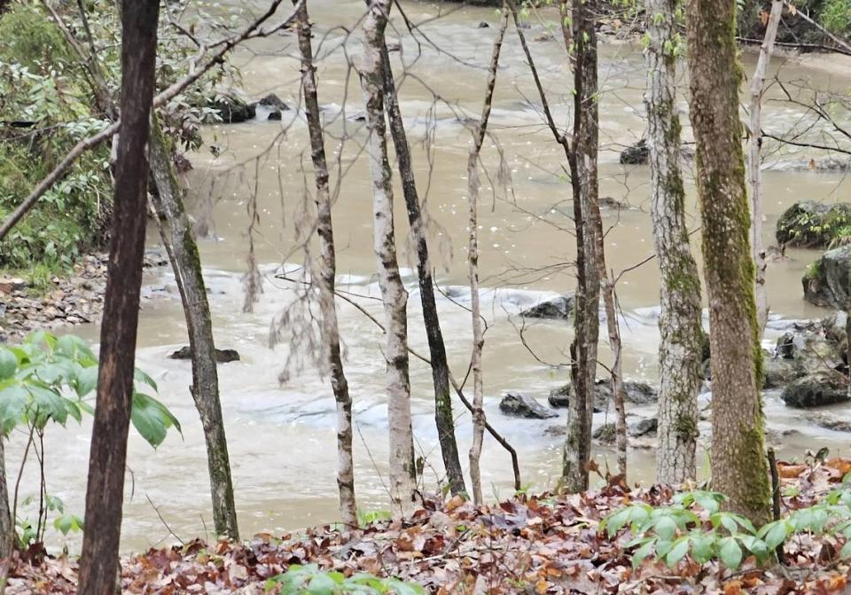 Beasley Creek is near the Scout Motors project site in Blythewood, SC. This 2024 photo shows the muddy condition of the creek.