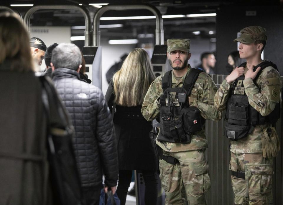 MTA PD, along with the NYPD, National Guard, and NYS Troopers, conducted random bag checks at Grand Central Station on the 4,5,6 subway line in Manhattan on March 13, 2024. James Messerschmidt