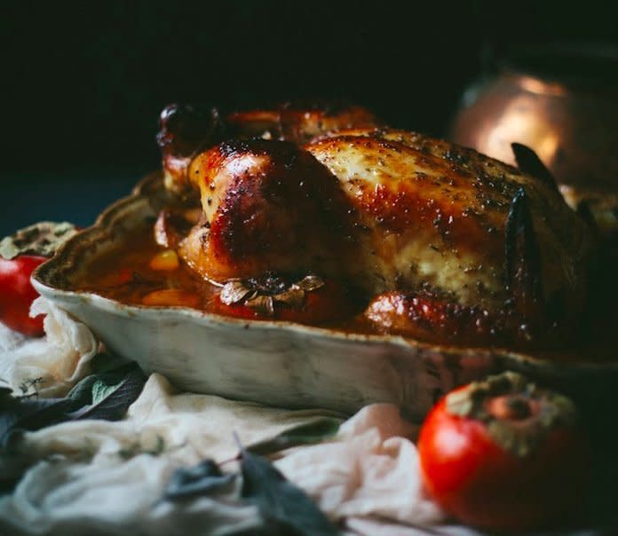 <strong>Get the&nbsp;<a href="http://www.adventures-in-cooking.com/2014/01/roast-chicken-with-persimmons-sage.html" target="_blank" data-beacon-parsed="true">Roast Chicken with Persimmons and Sage recipe</a>&nbsp;from Adventures in Cooking</strong>