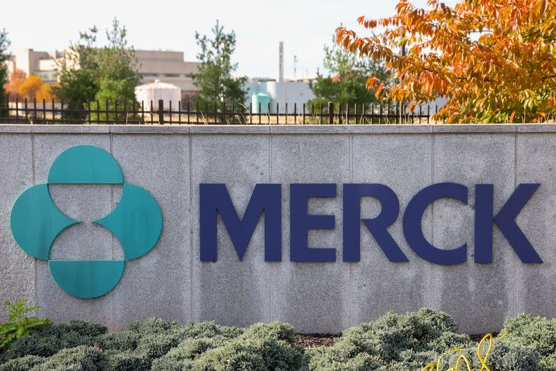 Signage is seen at the Merck & Co. headquarters in Kenilworth, New Jersey