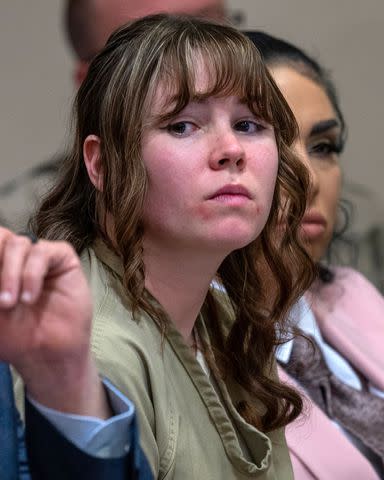 <p>Eddie Moore-Pool/Getty</p> Hannah Gutierrez Reed in court on April 15