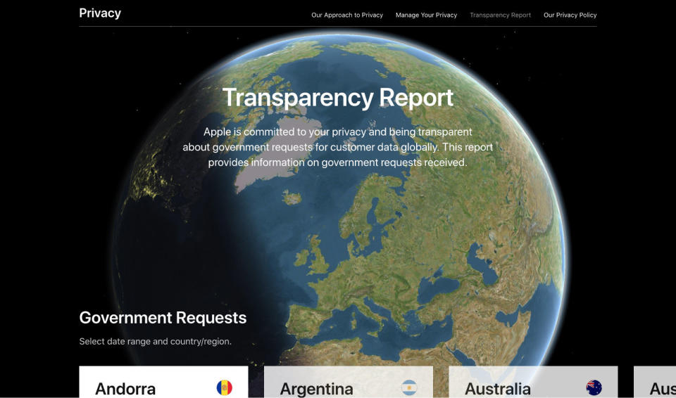 Apple's bi-annual transparency report is here and it now has its own