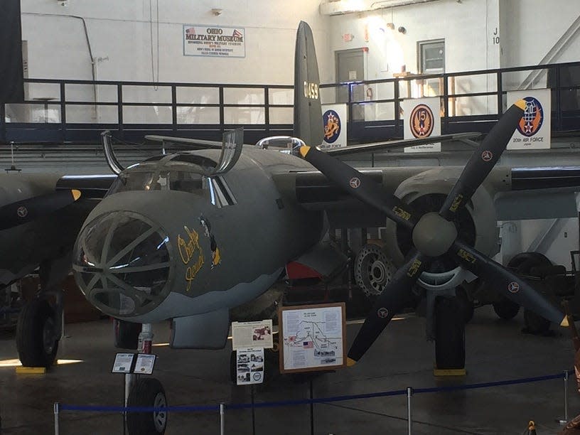 The restored B-26 Marauder World War II bomber "Charlys Jewel," on display at MAPS Air Museum, will be the backdrop for the upcoming B-26 Marauder Historical Society reunion at MAPS Air Museum.