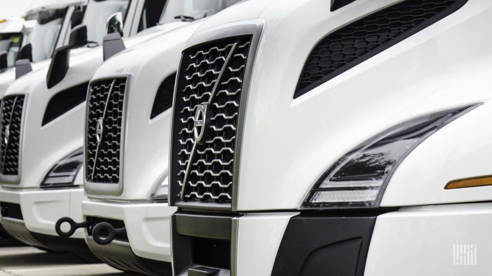 New Volvo trucks in a row