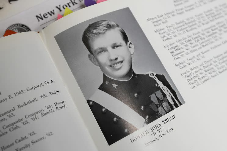 Donald Trump is shown in the 1964 Shrapnel yearbook at the New York Military Academy in Cornwall-On-Hudson, N.Y. (Photo: Mike Groll/AP)