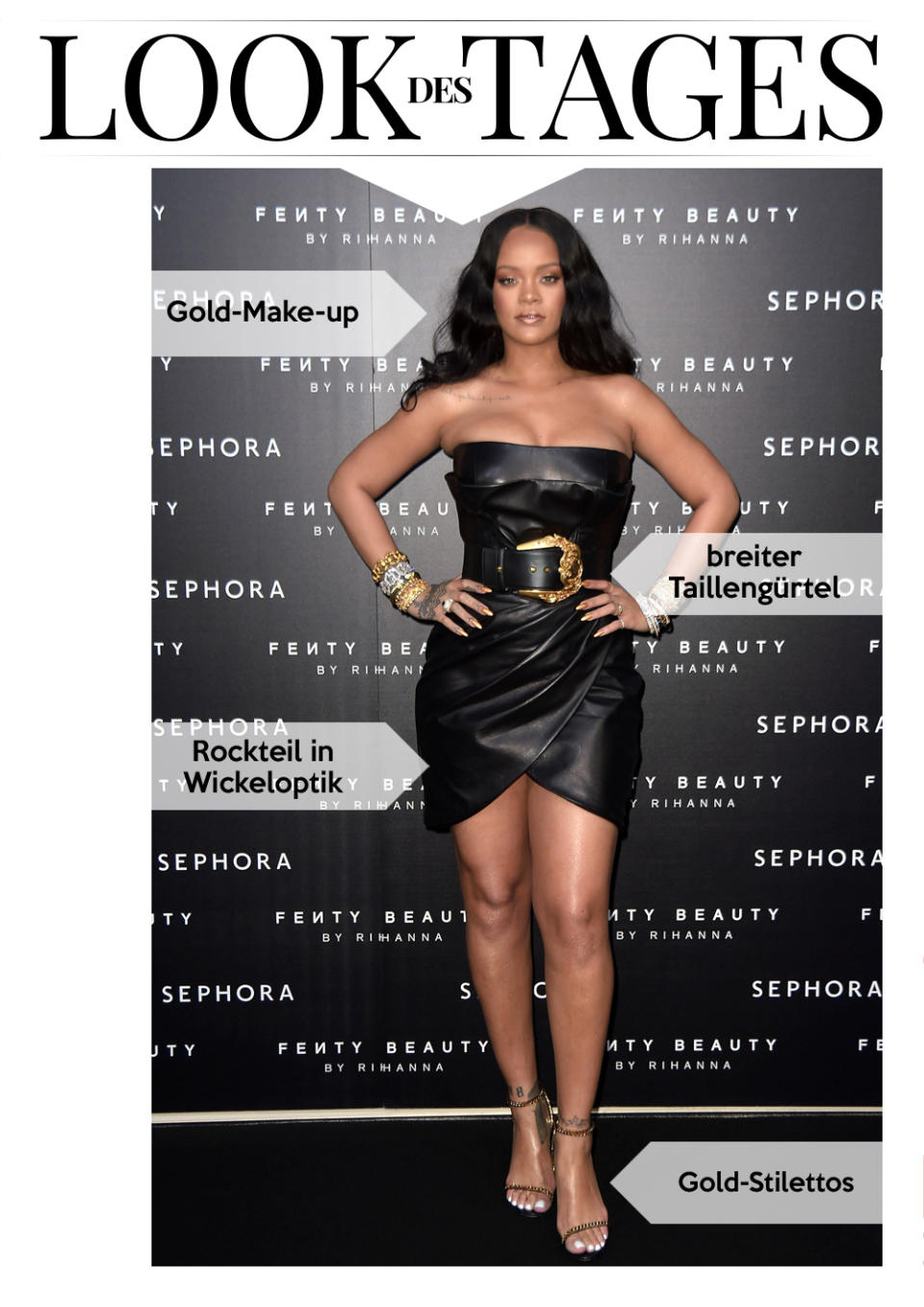 Rihanna im Leder-Minikleid in Mailand. (Bild: Rex Features)