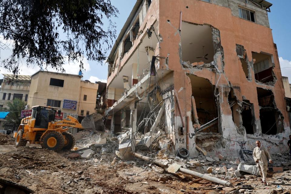 A clean-up operation starts following an Israeli raid in Tulkarm in the Israeli-occupied West Bank (Reuters)