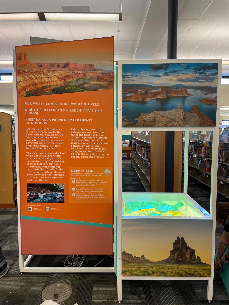 The "We Are Water" exhibition opening this weekend at the Aztec Public Library features an augmented reality sandbox in which visitors can build their own landscape, make it rain and learn how water moves through the landscape.