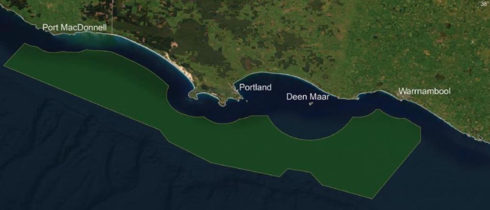 The federal government's proposed Southern Ocean offshore wind energy zone. Picture: Supplied