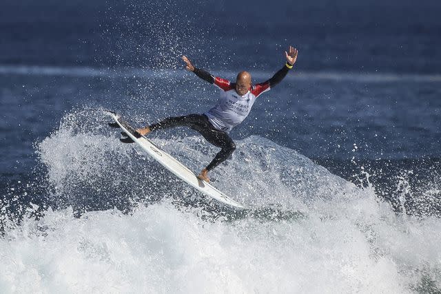 <p>COLIN MURTY/AFP via Getty Images</p> Kelly Slater at the Margaret River Pro surf competition in April 2024.