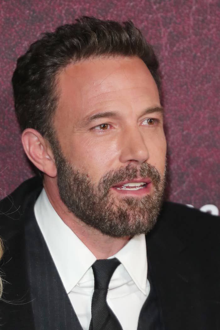 Affleck opens his mouth while looking off-camera