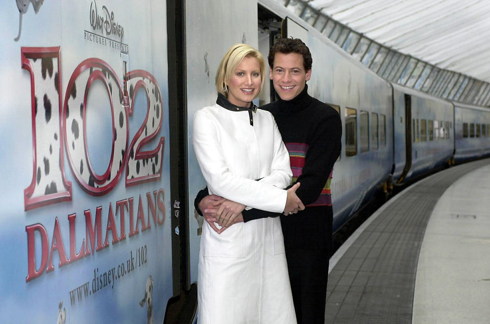 Alice Evans who plays Chloe Simon and Ioan Gruffudd who plays Kevin Shepherd in the new film 102 Dalmatians at Waterloo Station in London, to launch Disney's 102 Dalmatians Eurostar train.