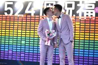 <p>In May of 2019, Taiwan legalized same-sex marriage. Here, Shane Lin and Marc Yuan kiss outside the Household Registration Office after their nuptials. Taiwan was the first country in Asia to legalize same-sex marriage, joining the first Central American country to legalize same-sex marriage, Costa Rica. </p><p>To date, <a href="https://www.businessinsider.com/where-is-same-sex-marriage-legal-world-2017-11" rel="nofollow noopener" target="_blank" data-ylk="slk:according to Business Insider;elm:context_link;itc:0;sec:content-canvas" class="link ">according to Business Insider</a>, 29 countries around the world have ruled to legalize same-sex marriage.</p>