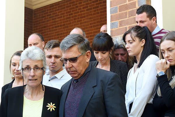 Bob Scott, photographed with his family members outside of court on October 13. Photo: AAP