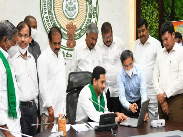 Andhra Pradesh Chief Minister YS Jagan Mohan Reddy during the launch of 'YSR Jala Kala' scheme (Photo/ANI)