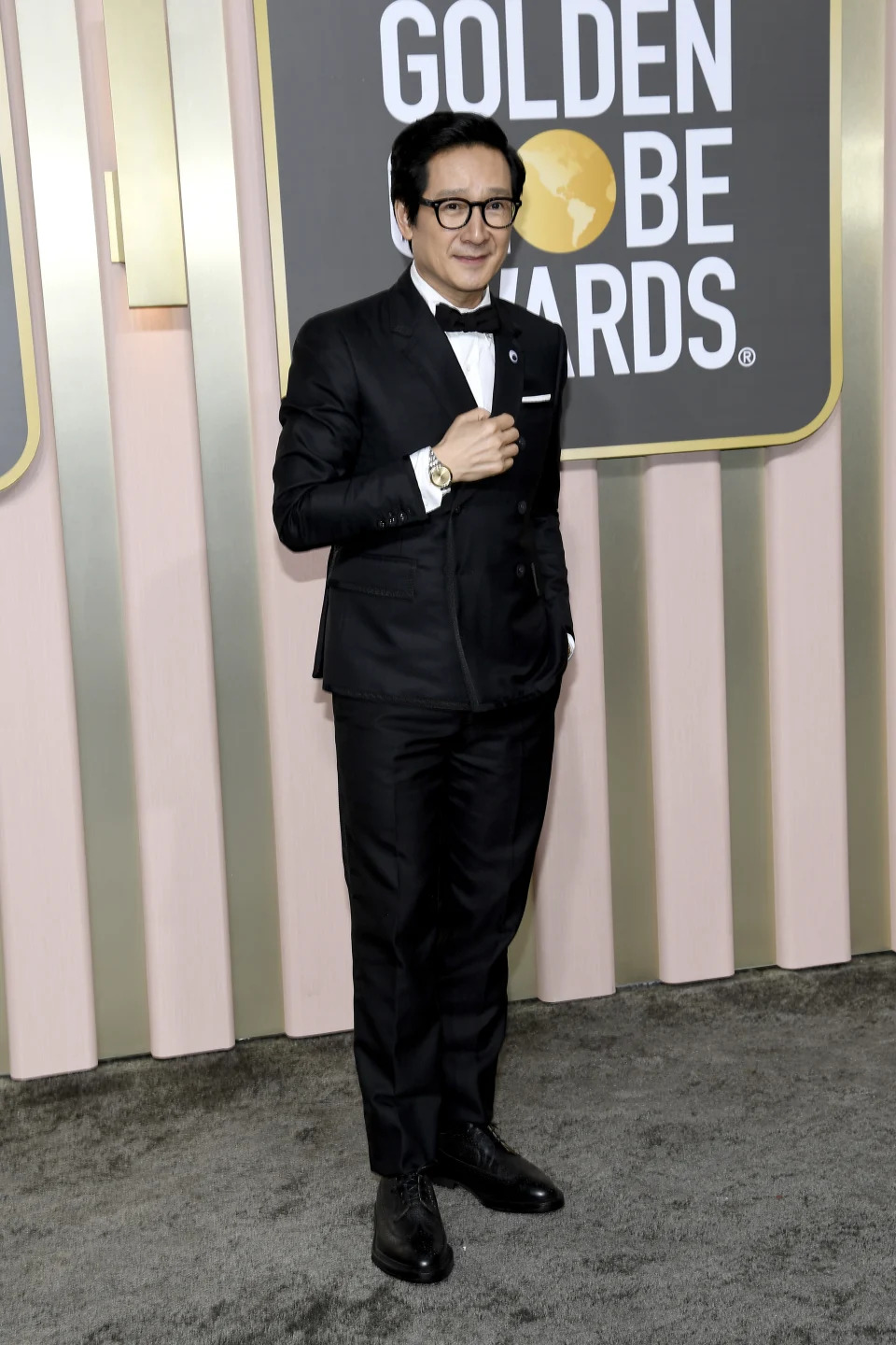 BEVERLY HILLS, CALIFORNIA - JANUARY 10: 80th Annual GOLDEN GLOBE AWARDS -- Pictured: Ke Huy Quan arrives to the 80th Annual Golden Globe Awards held at the Beverly Hilton Hotel on January 10, 2023 in Beverly Hills, California. --  (Photo by Kevork Djansezian/NBC via Getty Images)