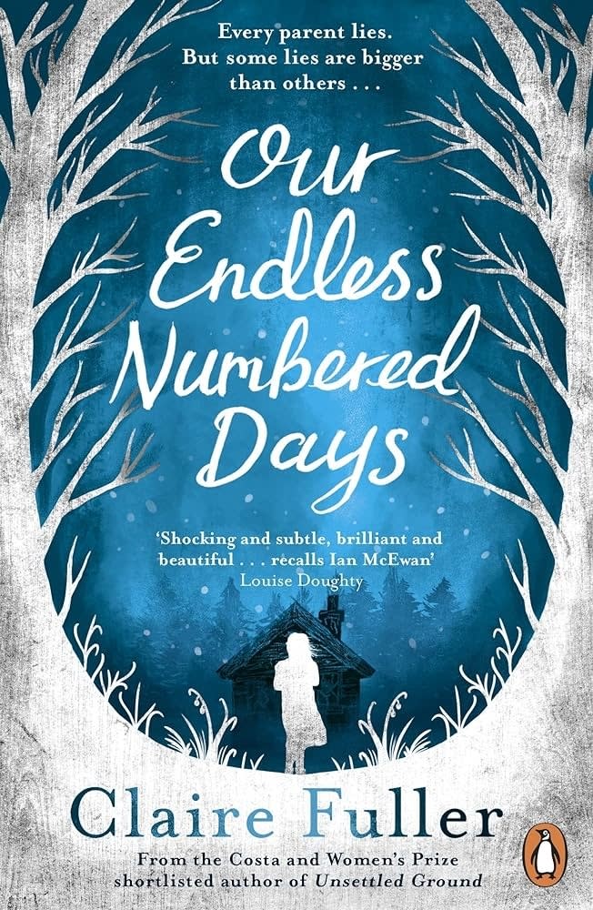 Book cover of "Our Endless Numbered Days" by Claire Fuller with tree and title overlay