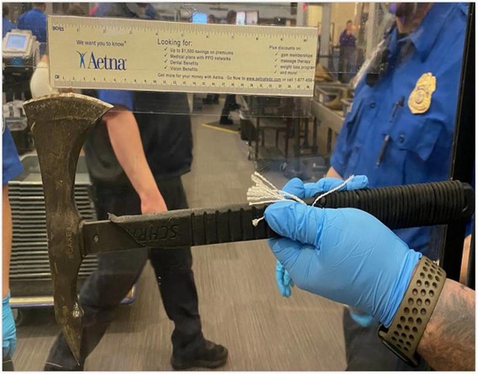 A hatchet confiscated by the TSA in Idaho in 2023.
