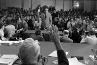 <p>Former White House aide John Dean III is sworn in by Senate Watergate Committee Chairman Sam Ervin, D-N.C. on June 25, 1973. (Photo: AP) </p>