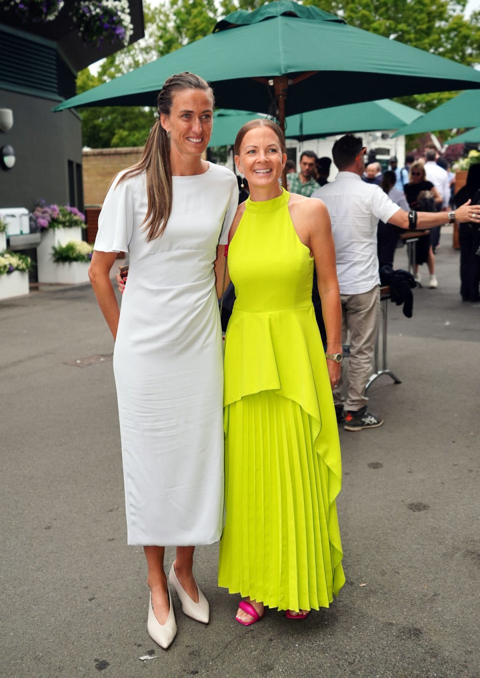 Jill Scott and Shelly Unitt arriving on day six of the 2023 Wimbledon Championships at the All England Lawn Tennis and Croquet Club in Wimbledon. Picture date: Saturday July 8, 2023 (PA)