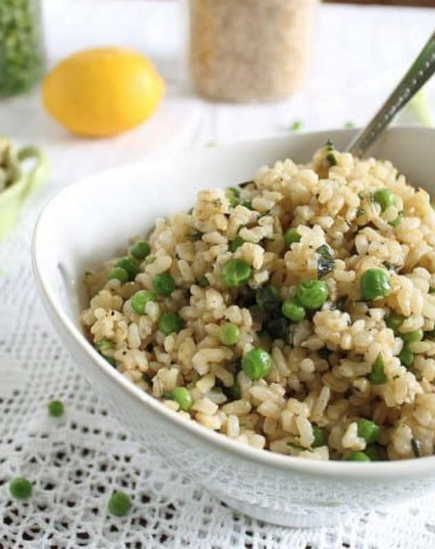<p>Running to the Kitchen</p><p>The basil brown rice with lemon and peas dish is an easy side full of spring flavor and great for weeknight meals.</p><p><strong>Get the recipe: <a href="https://www.runningtothekitchen.com/basil-brown-rice-with-lemon-peas/" rel="nofollow noopener" target="_blank" data-ylk="slk:Basil Brown Rice with Lemon and Peas;elm:context_link;itc:0;sec:content-canvas" class="link rapid-noclick-resp">Basil Brown Rice with Lemon and Peas</a></strong></p>