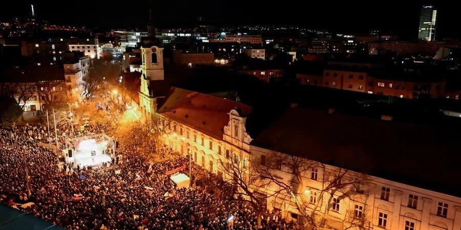 Anti-government protests in Slovakia on January 25, 2024.