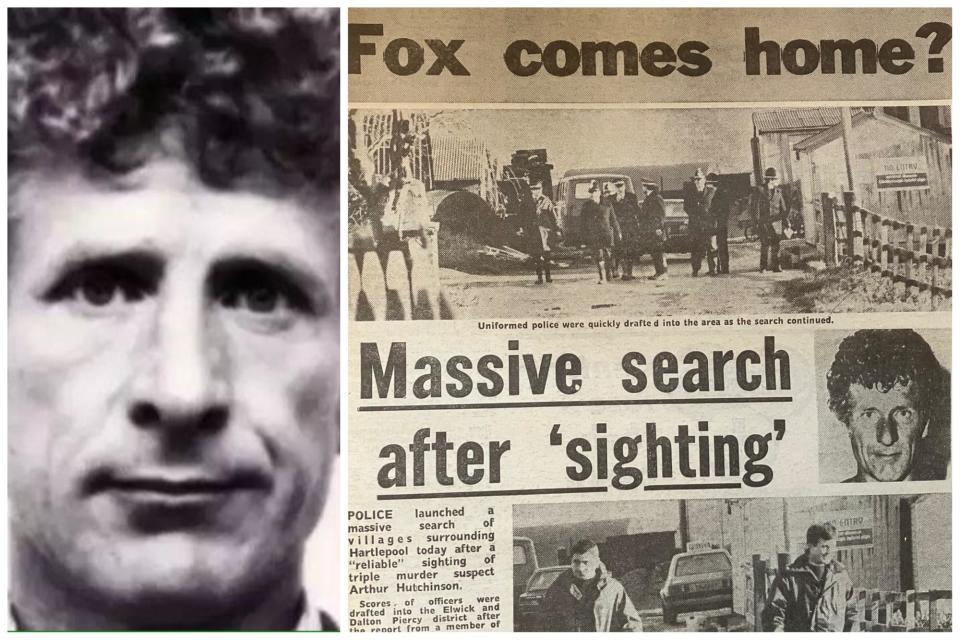 How the Hartlepool Mail, right, reported the search for triple murderer Arthur Hutchinson after it switched to Hartlepool. (Photo: National World)