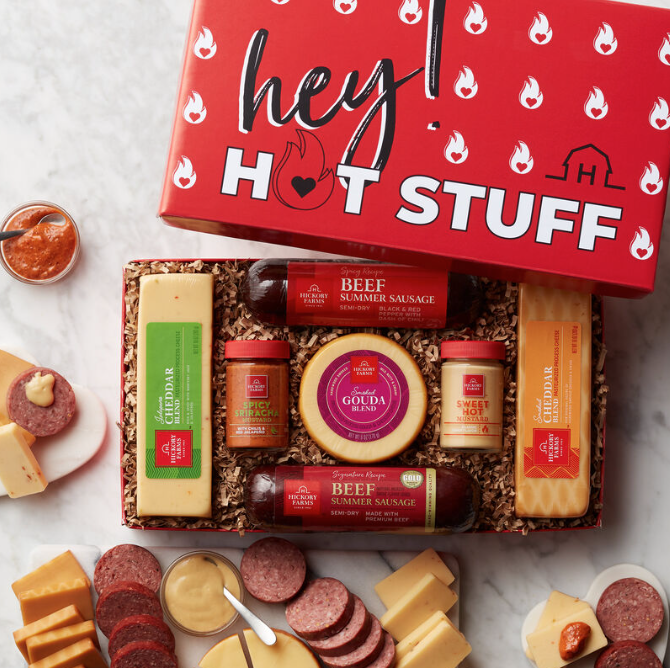 12) Hot Stuff Summer Sausage & Cheese Gift Box