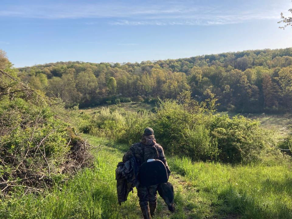 Agriculture, grasslands, and woodland hills contribute to ideal turkey habitat.