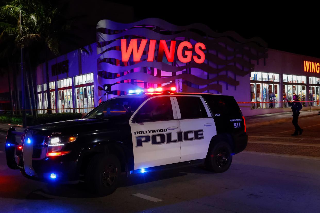 Law enforcement officers respond to a shooting at Hollywood Beach on 29 May 2023 in Hollywood, Florida (Getty Images)