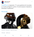 <p>Alcuni utenti hanno immaginato che dietro i caschi del duo i nascondessero Luigi Di Maio e Alessandro Di Battista, un tempo inseparabili, e c’è chi ha pronosticato che il gruppo francese si ritroverà a “C’è Posta per te” per ricongiungersi di nuovo. Non manca Morgan in versione Daft Punk che si chiede “Che succede?” e c’è chi suggerisce che dietro la coppia mascherata si celassero i compagni di classe Giancarlo Magalli e Mario Draghi, costretti a separarsi adesso che l’ex numero uno della Bce è diventato presidente del Consiglio.</p> 