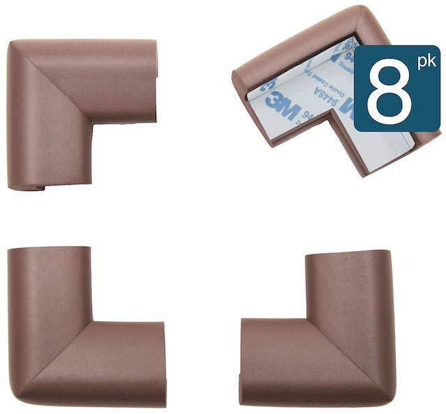 Small Foam Table Corner Protectors for Baby Pre-Applied 3M Tape 12 Pack Brown