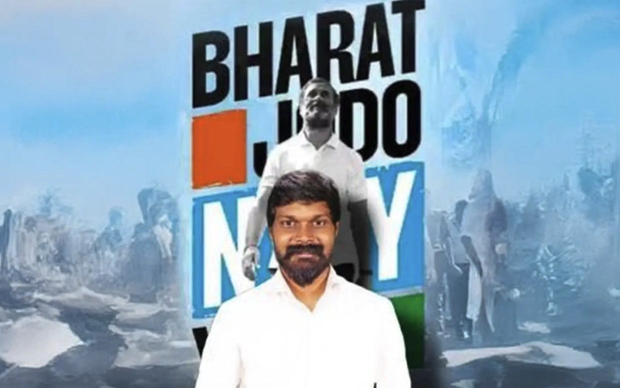 Mr Reddy in front of a composite image showing political opponents in an image from X, formerly Twitter