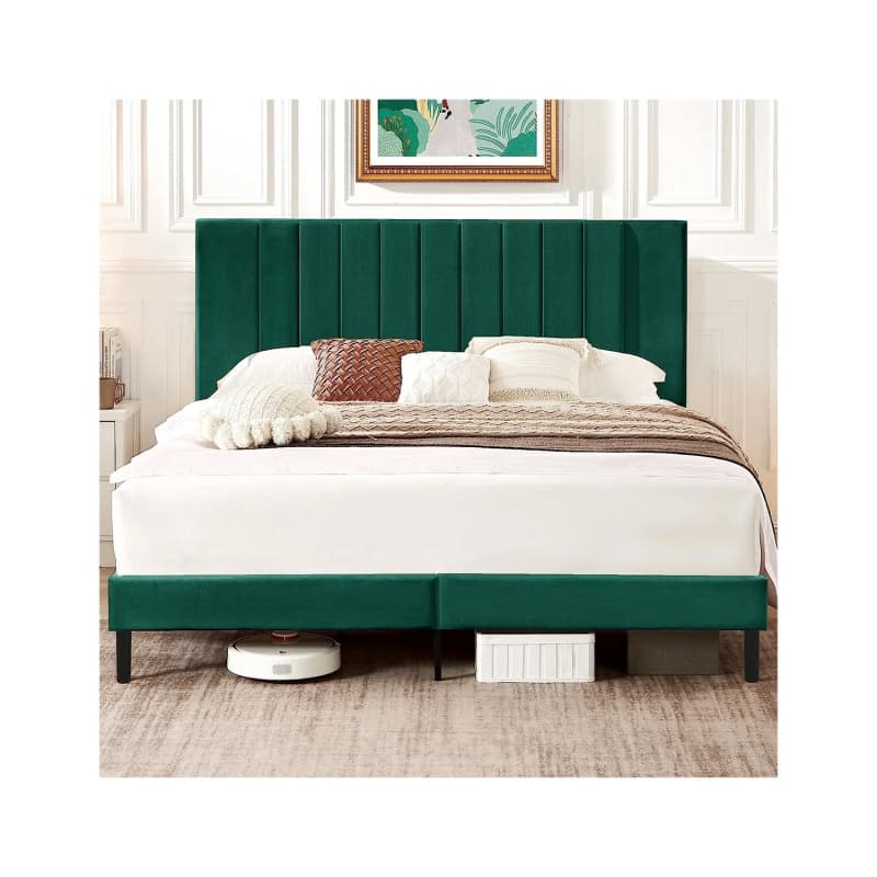 Flolinda Queen Green Upholstered Bed Frame