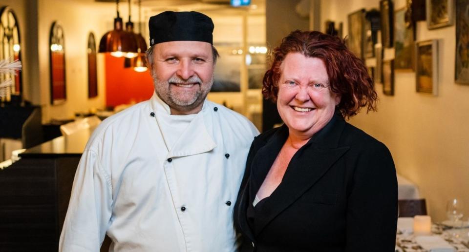 The Matterhorn owner Liarne Schai, who received death threats over robot waiter, pictured with chef