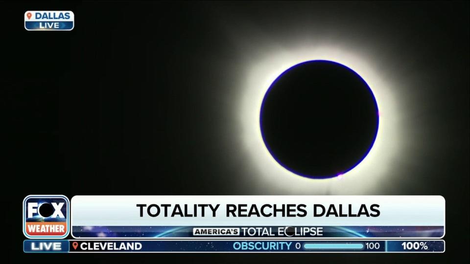 The total solar eclipse over Dallas, Texas.