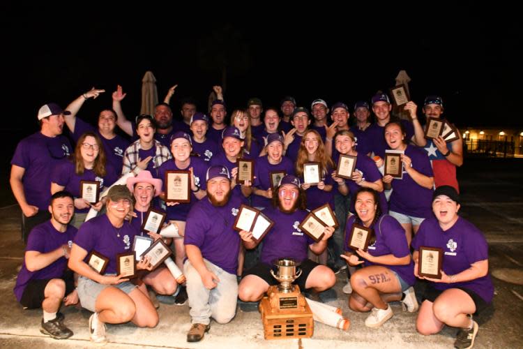 <em>The SFA Sylvans timbersports team, courtesy of Stephen F. Austin University</em>