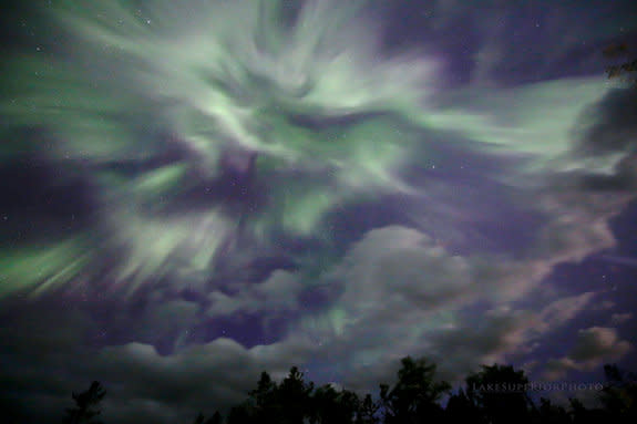 : A stunning image of the northern lights captured by photographer Shawn Malone in the early morning on June 23 from Marquette, Michigan.