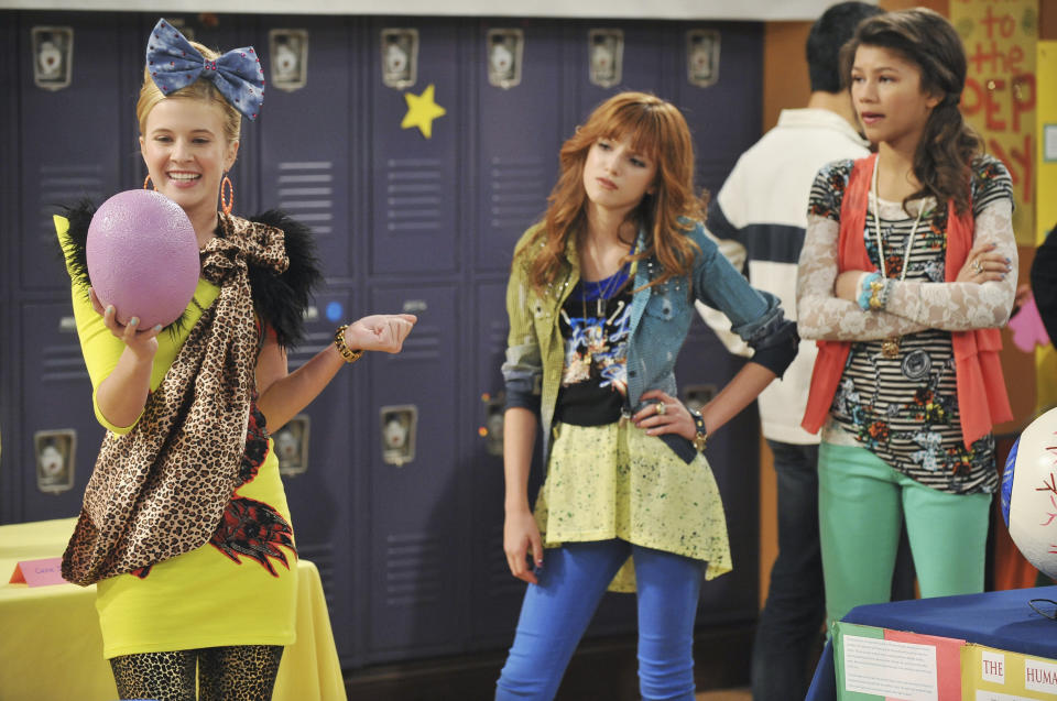 Caroline Sunshine, Bella Thorne, and Zendaya in <em>Shake It Up</em>. (Photo: Eric McCandless/Disney Channel via Getty Images)