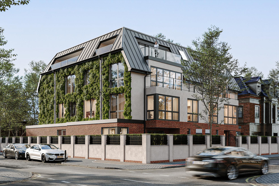 london apartment with greenery growing up the building