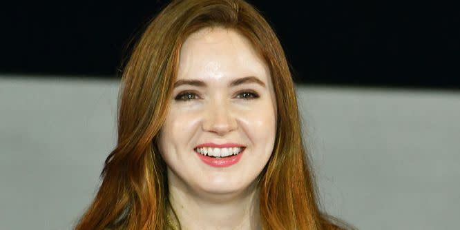 karen gillan speaks on stage at the celebrity talk event during tokyo comic con 2022 at makuhari messe on november 26, 2022 in chiba, japan