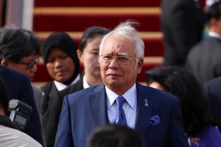 FILE PHOTO: Malaysian Prime Minister Najib Razak arrives at the Beijing Capital International Aiport to attend the Belt and Road Forum, in Beijing, China May 12, 2017. REUTERS/Stringer