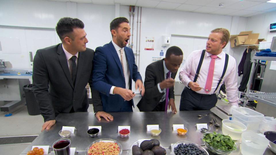 Lewis with Riyonn, Kenna and Thomas in the ice lolly challenge (BBC)