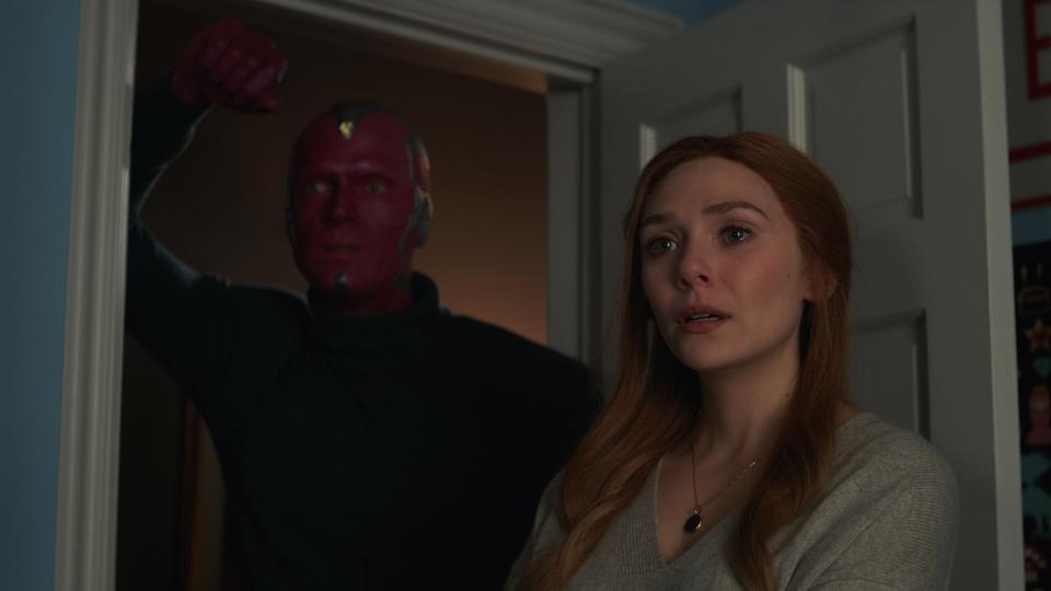 Vision (Paul Bettany) and Wanda Maximoff (Elizabeth Olsen) have to say goodbye in the finale episode of Disney+'s "WandaVision."