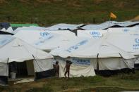 Tents set up by the UN refugee agency at the site have quickly filled up