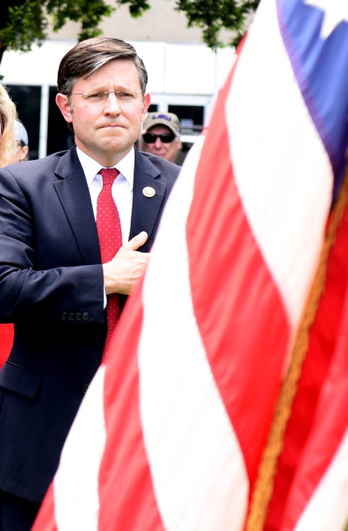 Congressman Mike Johnson was the guest speaker for the Fleet Reserve Association Branch 98's Memorial Day 'Two-Bell' Observance at the American Legion Post 14 on Monday, May 31, 2021.