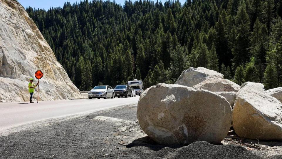 Motorists have routinely been delayed while traveling on Idaho 55 north of Smiths Ferry since fall 2020. The project to widen and straighten the mile-long stretch of highway to create a safer corridor is on schedule to be finished this fall.